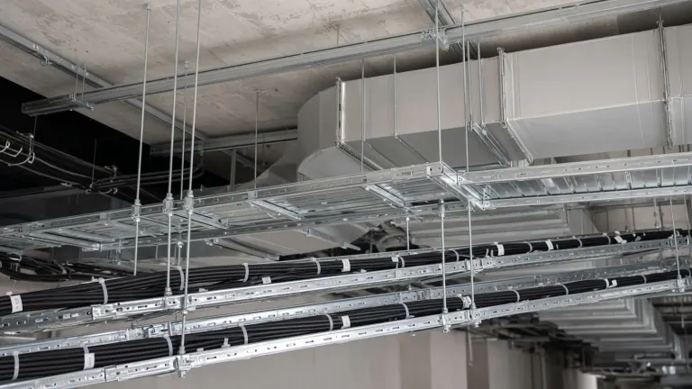 GI cable tray and containment in a commercial building