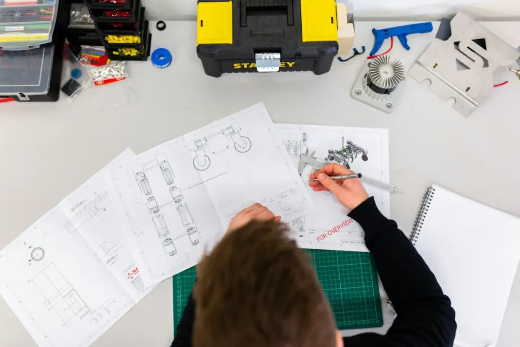 Engineer marking up MEP coordination drawings